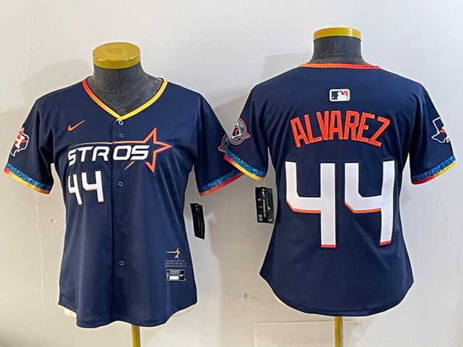 Women%27s Houston Astros #44 Yordan Alvarez Navy 2025 City Connect With Texas Patch Limited Stitched Jersey